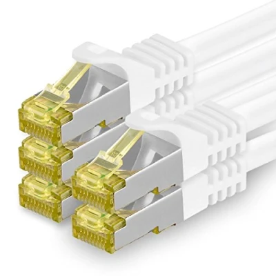 Abbildung von 1aTTack.de Cat.7 Netzwerkkabel 1m Weiß 5 Stück Cat7 Ethernetkabel Netzwerk LAN Kabel Rohkabel 10 Gb s SFTP PIMF LSZH Set Patchkabel mit Rj 45 Stecker Cat.6a