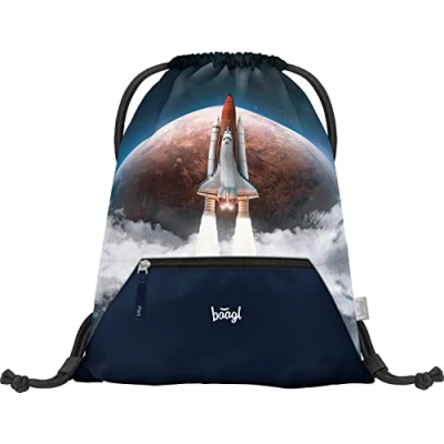 Abbildung von Baagl Turnbeutel für Jungen, Wasserdichte Schuhbeutel Kinder, Schule und Kindergarten Sportbeutel, Sportsack (Space Shuttle)