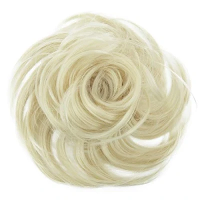 Abbildung von CAISHA Haargummi Bella Hochsteckfrisuren Haarteil Hochzeitfrisuren Voluminös Leicht Gewellt Hitzebeständige Kunstfaser DM17cm Platinblond G16B