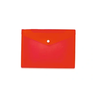 Abbildung von HERMA 20054 Dokumententasche A5 transparent rot, kleiner Sichttaschen Umschlag mit Druckknopf, Briefumschlag aus Plastik für Schule, Uni, Büro, Reise