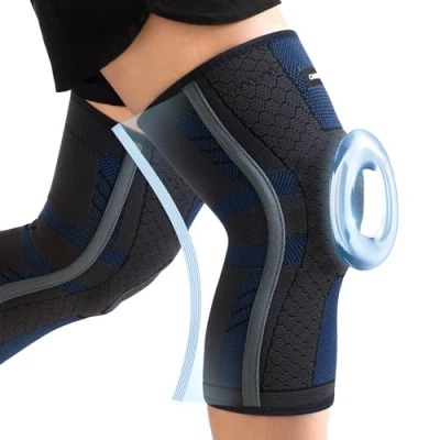 Abbildung von CAMBIVO Kniestütze, Komprimierte Kniebandage mit Patella Gel Pads &amp; Feder Seitenstabilisatoren, Medizinischer Knieschützer für Laufen, Meniskusriss, Arthritis, Gelenkschmerzlinderung, ACL, Erholun