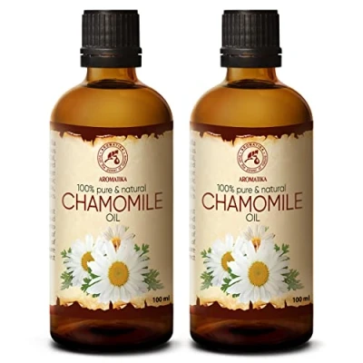 Abbildung von Kamillenöl 2x100ml Chamomilla Recutita Blütenextrakt Trägeröl für Haut Körperpflege Schönheit Haarpflege Nagelpflege Haaröl Trockenes Haar Basisöl Hautpflege Pflegeöl