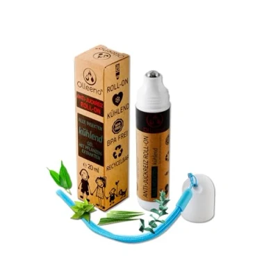 Abbildung von OLLEENO Kühl Roll on Natürlicher After Bite Gel Stift (20 ML) mit ätherischen Ölen, zur Beruhigung von Insektenstichen, gereizter und juckender Haut, Zecken, Bremsen, Wespen, Brennnesseln, Quallen