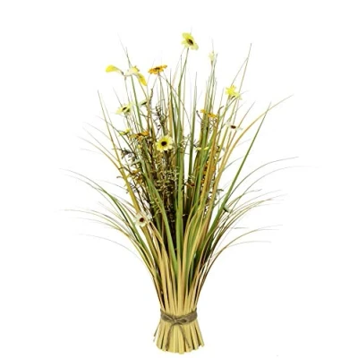 Abbildung von Künstliches Gras mit Blüten Grasbündel Grasbund Blütengrasbund Deko Bund stehend Stehgras Dekogras Kunstgras Pflanzen Ziergras Grasbusch Grasarrangement Gräser Schilf Kunstpflanzen Blumen