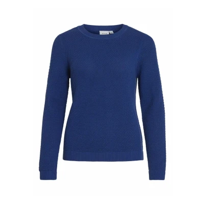 Abbildung von VILA Vidalo Oneck Strickpullover, Damen, Größe: Medium, Mazarine blue