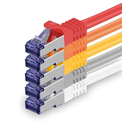 Abbildung von 1aTTack.de 5x 0.5 M CAT7 Netzwerkkabel 10 Gigabit RJ45 Patchkabel Ethernet Kabel (SFTP PIMF LSZH CU) für DSL LAN Switch Modem Router Patchpanel CAT6 CAT5 mehrfarbig