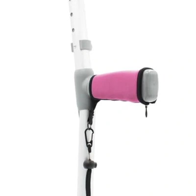 Abbildung von Paar Rosa Gepolsterte Krückengriffabdeckungen für Komfort mit Handschlaufe von Lifeswonderful
