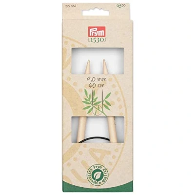 Abbildung von Prym 222553 1 Rundstricknadeln Bambus 60 cm 9,00 mm, Holzfarben, Ø 9 mm x
