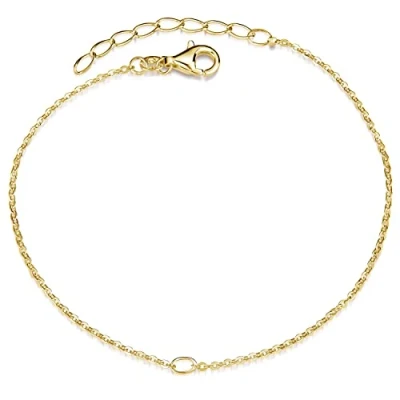 Abbildung von Materia Charms Armband Silber 925 Damen Ankerkette Gold SA 123