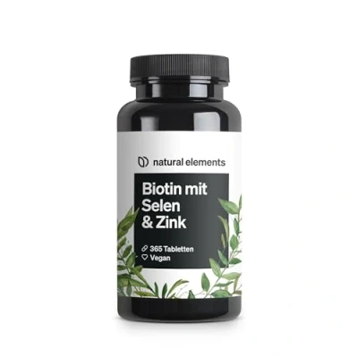 Abbildung von Biotin + Selen Zink für Haut, Haare &amp; Nägel 365 vegane Tabletten Ohne Magnesiumstearat, laborgeprüft in Deutschland produziert