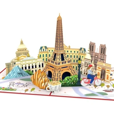 Abbildung von papercrush® Pop Up Karte Paris Geburtstagskarte für Geldgeschenk Frankreich Reise, 3D Geschenkkarte Städtetrip 2, Reisegutschein zu zweit als Jahrestagsgeschenk Frauen