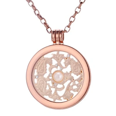 Abbildung von Morella Damen Halskette Rosegold 70 cm Edelstahl mit Amulett und Coin 33 mm Windornament in Schmuckbeutel