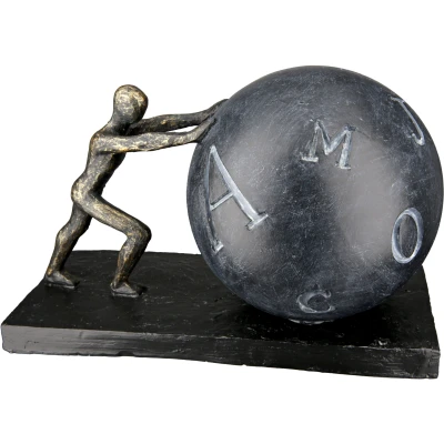 Abbildung von Casablanca modernes Design GILDE Dko Skulptur Buchstaben Ball Wissen und Fantasie Kunstharz anthrazitfarben, bronzefarben 37351 Breite 25 cm