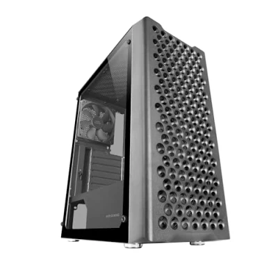 Abbildung von Mars Gaming MC iPRO, Professionelles ATX Gehäuse, 3D Mesh Frontgitter, Seitenfenster aus Gehärtetem Glas, Ultraleiser 12 cm FDB Lüfter, PC Gehäuse mit Flüssigkeitskühlungsunterstützung, Schwarz