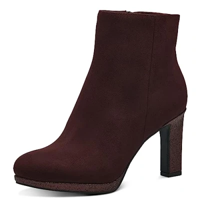 Abbildung von MARCO TOZZI Damen Stiefeletten mit Absatz Elegant Reißverschluss, Rot (Bordeaux Comb), 40