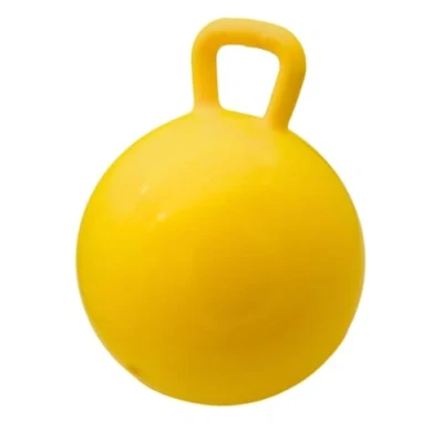 Abbildung von PFIFF 103033 aufblasbarer Pferdespielball, Spielball für Pferde, Pferdespielzeug, Ball mit Luftpumpe, gelb, 30cm