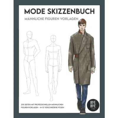 Abbildung von Mode Skizzenbuch: mit 230 männlichen professionellen Figurenvorlagen, 10 verschiedene Posen