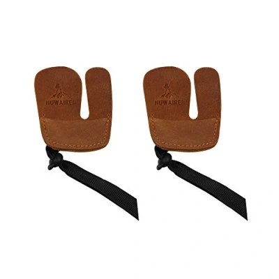 Abbildung von Namvo 2pcs Kuh Leder Bogenschießen Finger Tabs für Outdoor Jagd Bogen Protektor braun