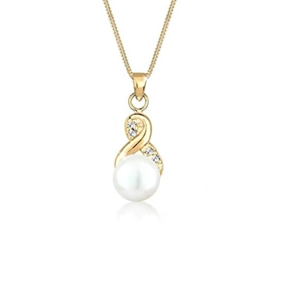 Abbildung von Elli Halskette Damen Infinity Perle mit Kristalle in 925 Sterling Silber vergoldet