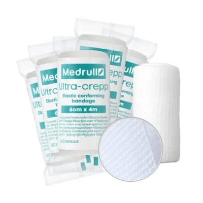 Abbildung von Medrull 10 Stück 6cm x 4m Mullbinden Set Fixierbinden Groß Verbandsmaterial ULTRA CREPP