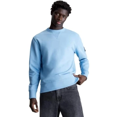 Abbildung von Calvin Klein Jeans Herren Sweatshirt Badge Crew Neck ohne Kapuze, Blau (Dusk Blue), S