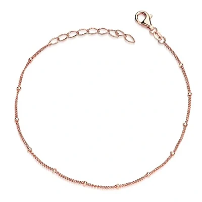 Abbildung von Materia Damen Armband Rosegold dünn 925 Silber Armkette Kugeln Rose vergoldet 1mm Frauen Mädchen 17 20cm SA 80
