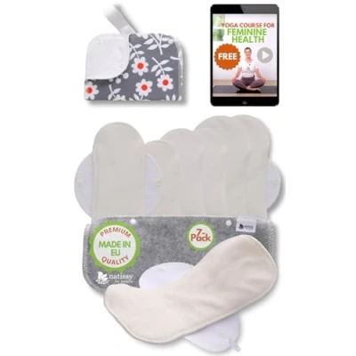 Abbildung von Waschbare Binden Bambus; 7 Pack + Tasche (alle Größen) Stoffbinden Waschbar MADE IN EU; wiederverwendbare Menstruation; starke Blutung; Damenbinden Inkontinenz