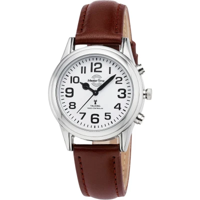Abbildung von Master Time Funk Quarz Sprechende Damen Uhr Analog mit Leder Armband MTLA 10807 12L