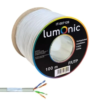 Abbildung von Lumonic 100m Netzwerkkabel CAT 5e F/UTP I CAT5e Kabel, Gigabit Lan Ethernet Kabel Flexibles Verglegekabel geschirmt, für den Innenbereich bis