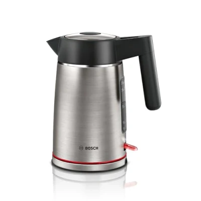 Abbildung von Bosch kabelloser Wasserkocher MyMoment TWK6M480, Abschaltautomatik, Überhitzungsschutz, Tassenanzeige, Dampfstopp Automatik, Trockengehschutz, entnehmbarer Kalkfilter, 1,7 L, 2400 W, Edelstahl