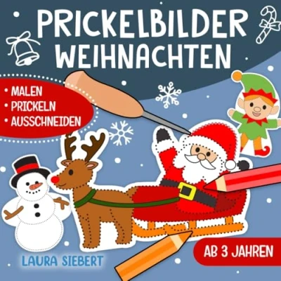 Abbildung von Prickelbilder Weihnachten: Basteln, Malen, Prickeln und Ausschneiden! Der große Bastelspaß für Kinder ab 3 Jahren Prickelblock Jungen Mädchen