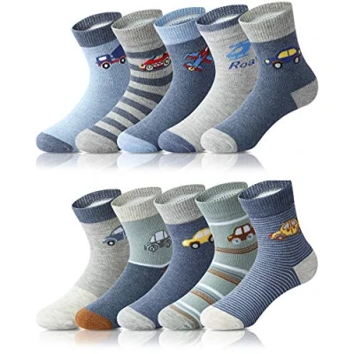 Abbildung von Adorel Jungen Socken Baumwolle Kindersocken Babysocken Strümpfe 10er Pack Verkehrsmittel 27 30 (Herstellergröße L)