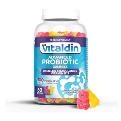 Abbildung von VITALDIN Kulturen Komplex Gummies Bakterienstamm Bacillus Coagulans 500 Millionen KBE Dosis pro Tag &amp; Vitamin B12 60 Gummibärchen (1 Monat) Darmflora Glutenfrei für Kinder Erwachsene