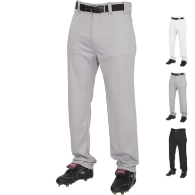 Abbildung von Rawlings Halbrelaxte Baseballhose in voller Länge, solide und paspelierte Optionen, Erwachsenengrößen, mehrere Farben