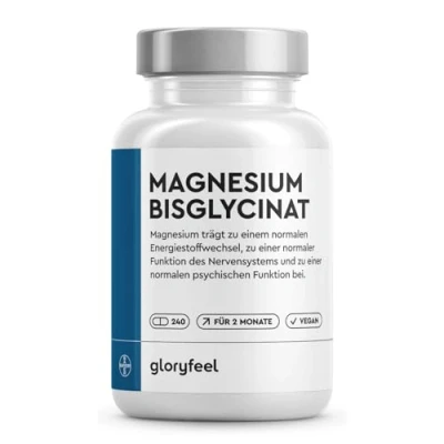 Abbildung von Magnesium Bisglycinat 240 Kapseln 400mg Chelatiertes pro Tag Hochdosiert für weniger Müdigkeit + Muskel Support* Vegan, laborgeprüft, ohne Zusätze in Deutschland hergestellt