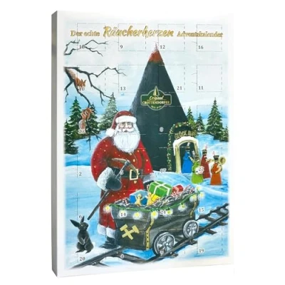Abbildung von Crottendorfer Adventskalender Hochformat (21x30 cm) Räucherkerzen für Weihnachten Mit 24 unterschiedlische Düfte wie Weihrauch, Myrrhe, Tannenduft &amp; Waldhonig Made in Germany