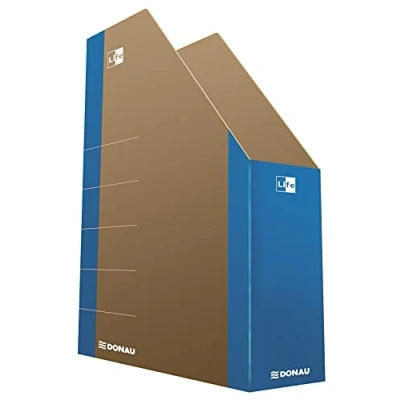 Abbildung von DONAU LIFE 3550001FSC 10 Stehsammler Stehordner Archive Box Pappe/ Karton Blau bis zu 500 Blatt Für Büro, Schule und Zuhause zur Aufbewahrung von Dokumenten im A4 Format, Archivierung Magazinen