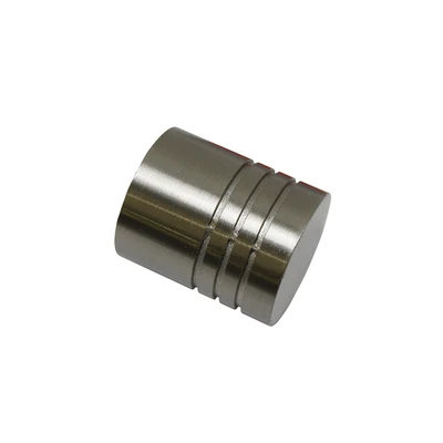 Abbildung von Gardinia Endknöpfe für Gardinenstangen, 2 x Endstück Zylinder, Serie Chicago, Metall, Edelstahl Optik, Durchmesser 20 mm 10011168