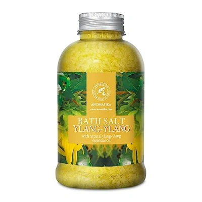 Abbildung von Badesalz Ylang 600g 100% Natürlichem Ätherischen Ylangöl Besten für Guten Schlaf Stressabbau Beauty Baden Wellness Schönheit Entspannung Aromatherapie Spa