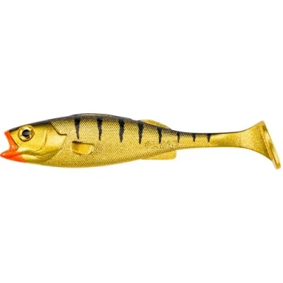 Abbildung von LMAB Perch Shad 7 cm, 9 11 14 18 23 cm KÖFI Gummifisch Angelköder, Kunstköder Gummiköder Softbait zum Hechtangeln, Barschangeln, Hechtköder (14 Gold Tiger)