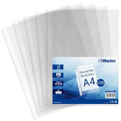 Abbildung von Waytex 931306 Prospekthüllen A4 genarbt transparent 90 mic, 100 Stück