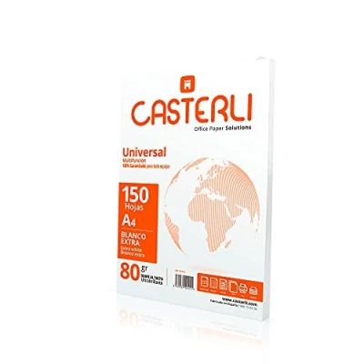 Abbildung von CASTERLI 81012 A4 Papier, 150 Blatt, 80 g, extra weiß, Mehrzweckpapier für Drucker, g/m², A4, Blatt