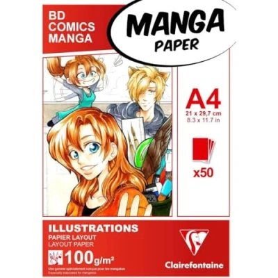 Abbildung von Clairefontaine 94042C Layoutblock (für Manga Comics, ideal für Illustrationen und Multitechniken, DIN A4, 21 x 29,7 cm, 50 Blatt, 100 g, geeignet Filzmarker mit Alkohol) weiß
