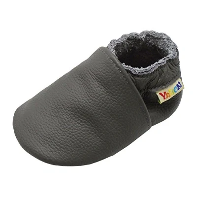 Abbildung von YALION Baby Weicher Leder Lauflernschuhe Krabbelschuhe Babyschuhe Babyhausschuhe(Grau,EU 22/23=L)
