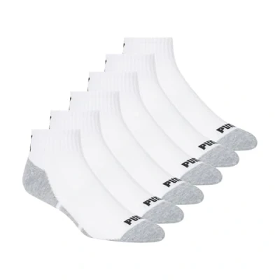 Abbildung von PUMA Herren 6er Pack Quarter Crew Socken Herrensocken, Weiß/Grau, 43 47 EU