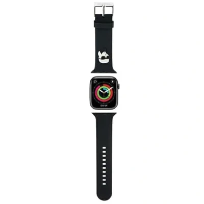 Abbildung von Karl LAGERFELD KLAWLSLKNK Uhrenarmband für Apple Watch 42/44/45mm Schwarz Silicone strap 3D Rubber Head