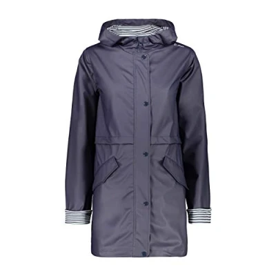 Abbildung von CMP Damen Regenjacke mit fester Kapuze, Schwarz Blau, D42