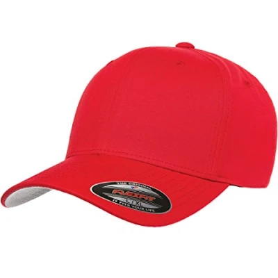 Abbildung von Flexfit Herren Men&#039;s Athletic Baseball Fitted Cap Taillierte Baseballkappe, Rot/Ausflug, einfarbig (Getaway Solids), S/M