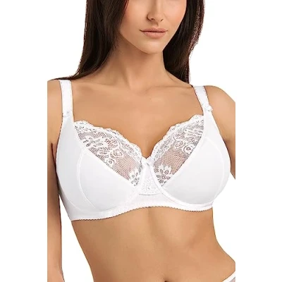 Abbildung von Teyli Damen BH Minimizer Bügel Baumwolle Grosse Grössen Große Brüste Komfort Starker Halt BHS Frauen Bra Weiß 65E