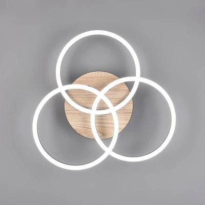 Abbildung von TRIO Leuchten LED Deckenleuchte »Circle«, 1 flammig, Leuchtmittel Board fest integriert, Deckenlampe holzfarb. mit schwenkbaren Ringen / inkl. Fernbedienung
